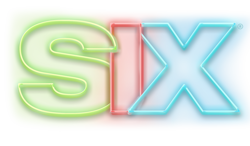 SIX neon logo no background transparent logo cropped on right side