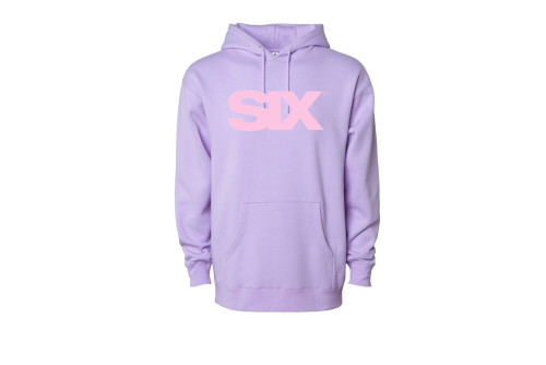 SIX adult lilac hoodie with unicorn glitter logo