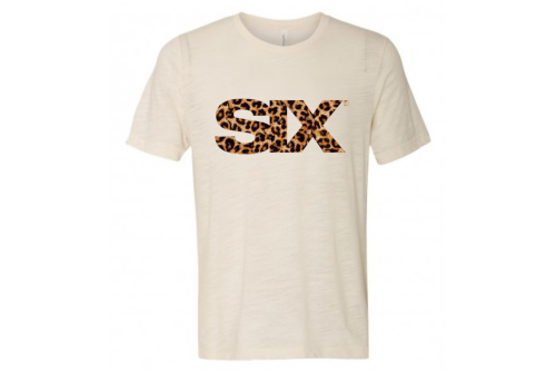 SIX Natural Designer tee with leopard print SIX logo