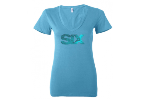 SIX Bella Canvas Teal V-neck Shirt with Teal Logo