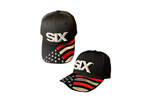 SIX liquid metal stars and stripes design with 3D SIX logo