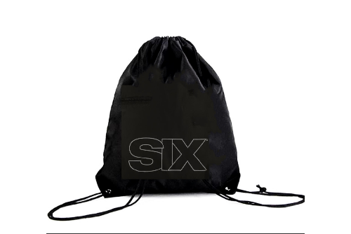 SIX black drawstring backpack